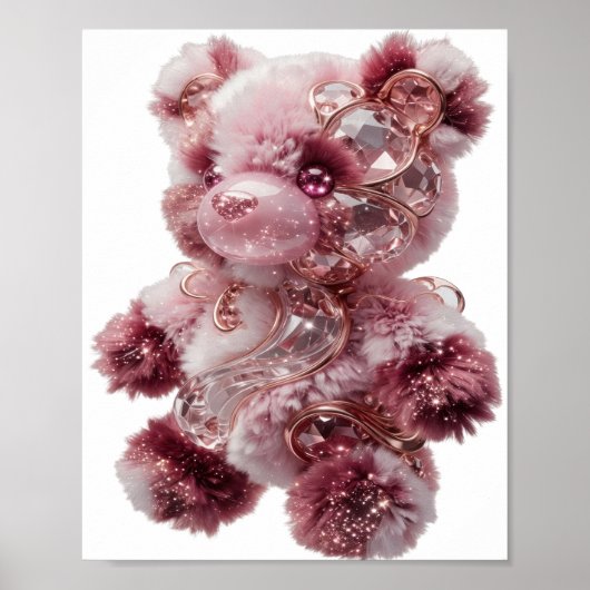 Trendiger silberner SCHÖNER TEDDYBÄR Poster (Vorne)
