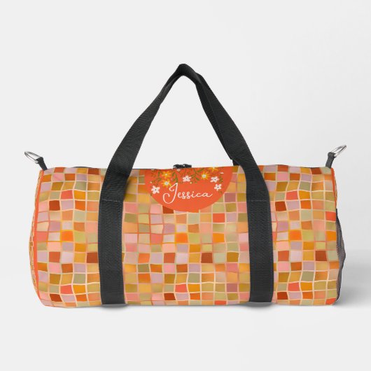 Trendiger Sommer Chic orange Mosaik Duffle Bag (Vorderseite)