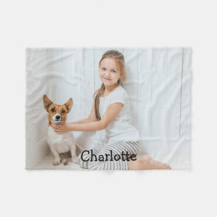Trendiger Spaß Moderne Foto-Personalisierte Monogr Fleecedecke
