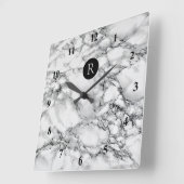 Trendiger Stein aus weißem Marmor - Buchstaben hin Quadratische Wanduhr (Winkel)