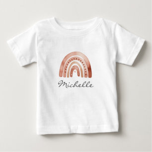 Trendiger Süßer Boho-Wasserfarben-Regenbogen Perso Baby T-shirt