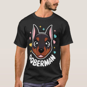 Trendiger süßer Dobermann-Welpen-Cartoon-Kinder T-Shirt