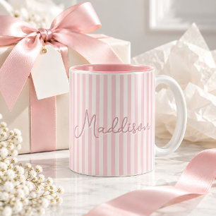 Trendiger süßer gestreifter rosa ästhetischer benu zweifarbige tasse