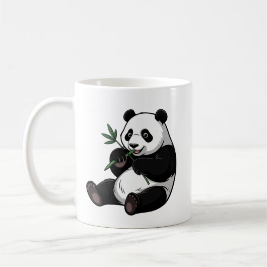 Trendiger süßer Panda-Bär mit Grünzeug Bambus  Kaffeetasse (Links)