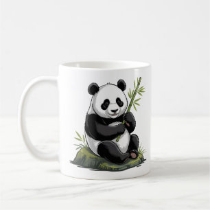 Trendiger süßer Panda-Bär mit Grünzeug Bambus Kaffeetasse
