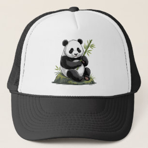 Trendiger süßer Panda-Bär mit Grünzeug Bambus  Truckerkappe