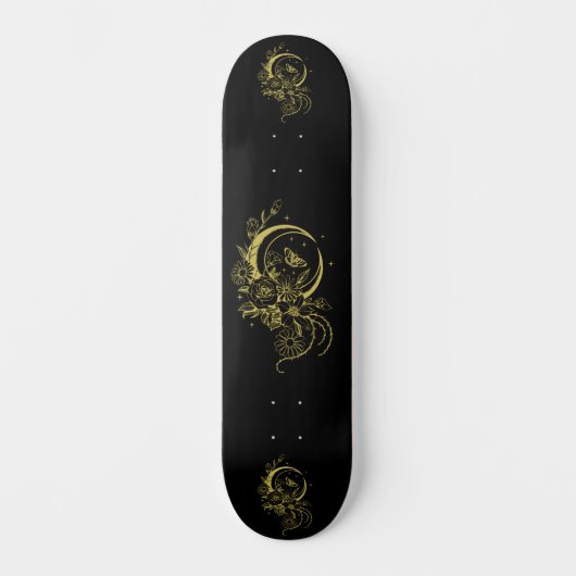 Trendiger Tattoo-Stil Floral Crescent Moon Deck Skateboard (Vorderseite)