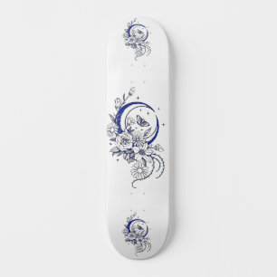 Trendiger Tattoo-Stil Floral Halbmond Deck Skateboard