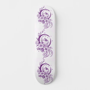 Trendiger Tattoo-Stil Floral Halbmond Deck Skateboard