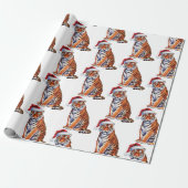 Trendiger Tiger mit Weihnachtsmannmütze Weihnachte Geschenkpapier (Ungerollt)