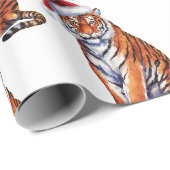 Trendiger Tiger mit Weihnachtsmannmütze Weihnachte Geschenkpapier (Rolleneckpunkt)