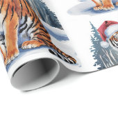 Trendiger Tiger mit Weihnachtsmannmütze Weihnachte Geschenkpapier (Rolleneckpunkt)