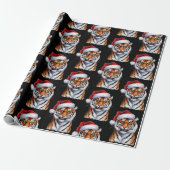 Trendiger Tiger mit Weihnachtsmannmütze Weihnachte Geschenkpapier (Ungerollt)