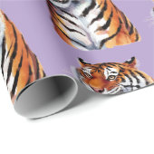 Trendiger Tigerkopf Lila Geschenkpapier (Rolleneckpunkt)