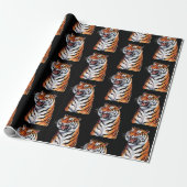 Trendiger Tigerkopf Schwarz Geschenkpapier (Ungerollt)