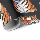 Trendiger Tigerkopf Schwarz Geschenkpapier (Rolleneckpunkt)