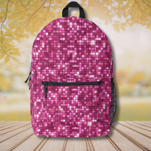 Trendiger Valentinstag Hot Pink Disco-Stil Quadrat Bedruckter Rucksack