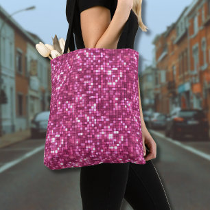 Trendiger Valentinstag Hot Pink Disco-Stil Quadrat Tasche