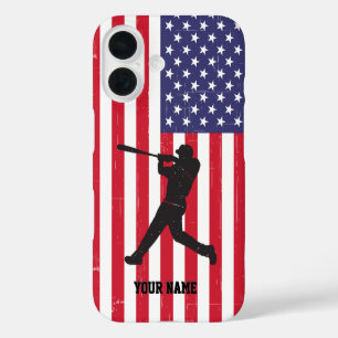 Trendiger vintage-amerikanischer Flaggen-Baseball iPhone 16 Hülle