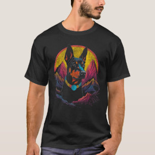 Trendiger Vintage Dobermann Pinscher Farbporträt T-Shirt