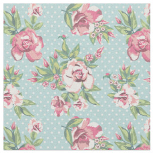 Trendiger vintage rosa Rosen-Polka-Punkte floral b Stoff