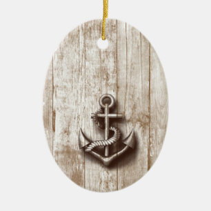 Trendiger vintage rustikaler nautischer Anker Keramikornament