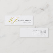 Trendiger Visagist Gold Monogramm Schwarz Weiß Mini Visitenkarte (Vorne/Hinten)