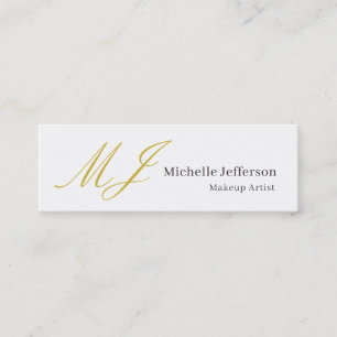 Trendiger Visagist Gold Monogramm Schwarz Weiß Mini Visitenkarte