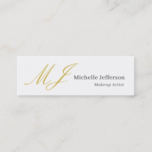 Trendiger Visagist Gold Monogramm Schwarz Weiß Mini Visitenkarte (Vorderseite)