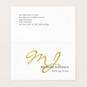 Trendiger Visagist Gold-Monogramm Schwarz Weiß Visitenkarten (Außenseite Aufgefaltet)