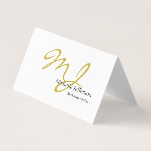 Trendiger Visagist Gold-Monogramm Schwarz Weiß Visitenkarten (Vorderseite)