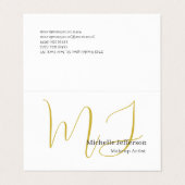 Trendiger Visagist Gold Monogramm Schwarz Weiß Visitenkarten (Außenseite Aufgefaltet)