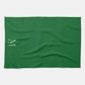 Trendiger Waldgrüner Moderner Schablonen-Monogramm Geschirrtuch (Horizontal)