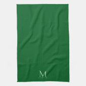 Trendiger Waldgrüner Moderner Schablonen-Monogramm Geschirrtuch (Vertikal)