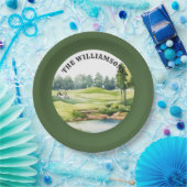 Trendiger Wasserfarben-Golfkurs-Wagen Pappteller (Party)