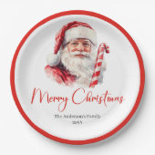 Trendiger Weihnachtsmann Moderner warmer Feiertags Pappteller (Vorderseite)