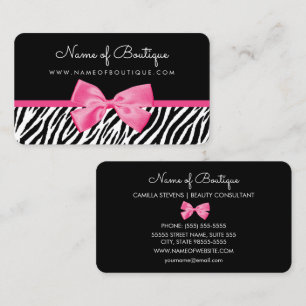 Trendiger Zebradruck mit schicker rosa Schleife Bo Visitenkarte