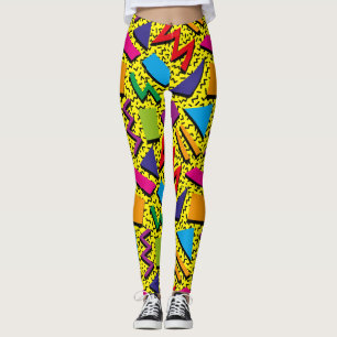 Trendiges 80er Muster Farbige Gelb Leggings