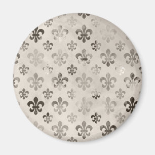 Trendiges, abgenutztes Silber-Grau-Fleur-de-Lis-Mu Magnet