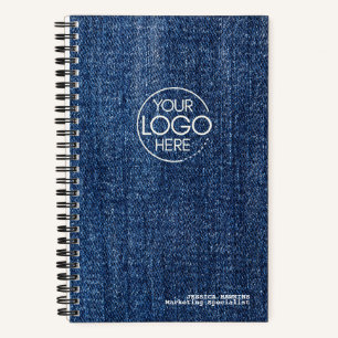 Trendiges abgetragenes blaues Denim modernes Logo Notizblock