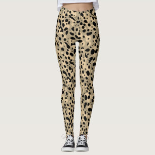 Trendiges abstraktes braunes Sepia-Leopardenflecke Leggings