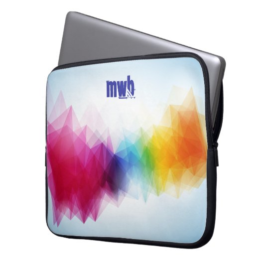 Trendiges Abstraktes Polygonales Muster mit Monogr Laptopschutzhülle (Vorderseite Links)