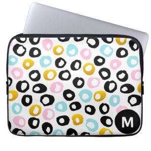 Trendiges abstraktes Punkte-Muster-Monogramm Laptopschutzhülle