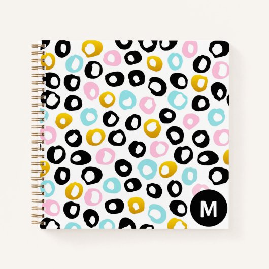 Trendiges abstraktes Punkte-Muster-Monogramm Notizblock (Vorderseite)