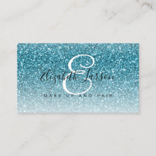 Trendiges Aquablaues Glitter Make-up Künstler Fris Visitenkarte