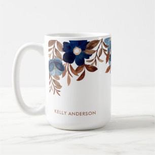 Trendiges Aquarell-Blumenmuster Mädchenhaftes Blat Kaffeetasse