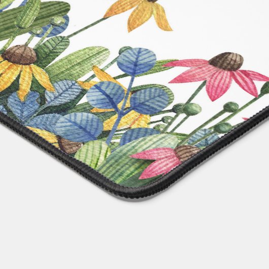 Trendiges, Aquarellfarben-Wildblumen-Grenzmuster Schreibtischunterlage (Ecke)