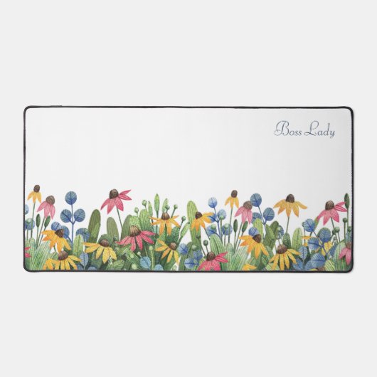 Trendiges, Aquarellfarben-Wildblumen-Grenzmuster Schreibtischunterlage (Vorderseite)