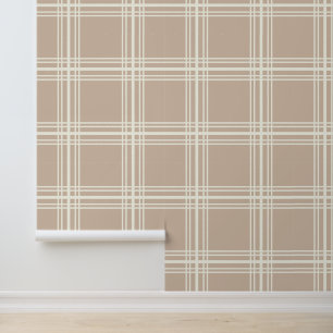 Trendiges Beige mit elfenbeinfarbenen Gitterlinien Tapete