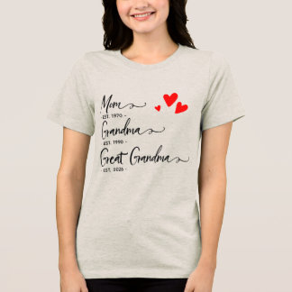 Trendiges benutzerdefiniertes Jahr Mama Oma Ur-Oma Tri-Blend Shirt